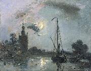 Johan Barthold Jongkind Overschie in the Moonlight France oil painting artist